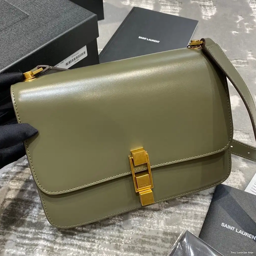 Tony Luxuries CARRE LOULOU SMOOTH YSL IN LEATHER SATCHEL 0503